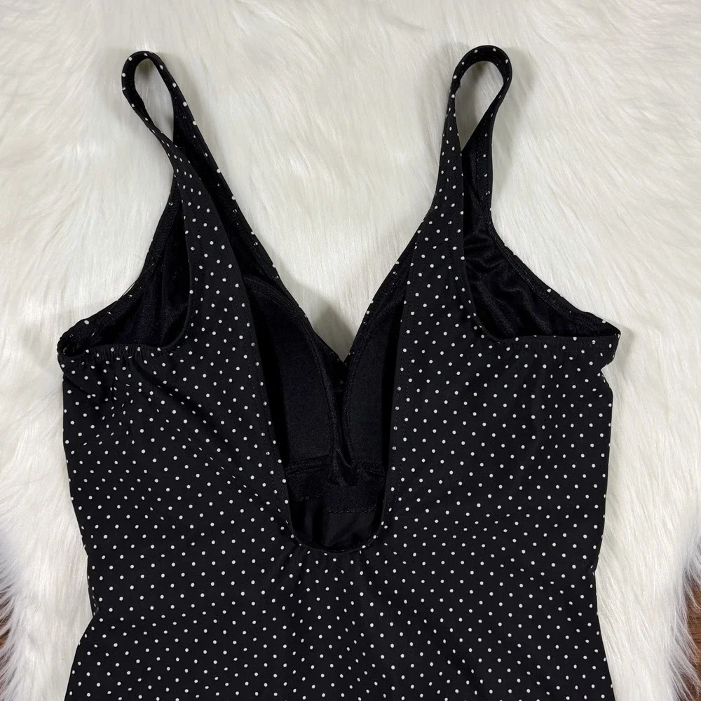 Miraclesuit‎ Size 14 Black Polka Dot Pin Point Oceanus One Piece Swimsuit